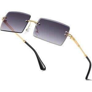 Men Classy Elegant Modern Sophisticated‎ SUNGLASSES Rimless Gold Frame Outdoor